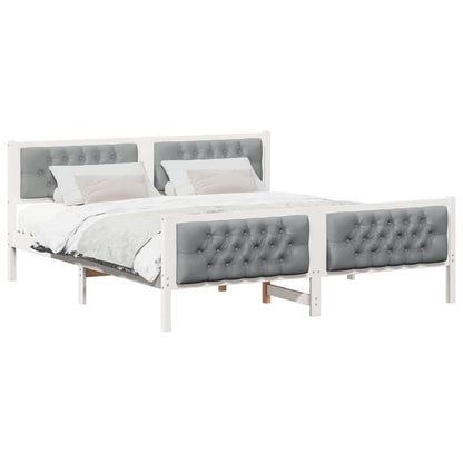Bed Frame Light Grey 180 x 200 cm Solid Pine Wood