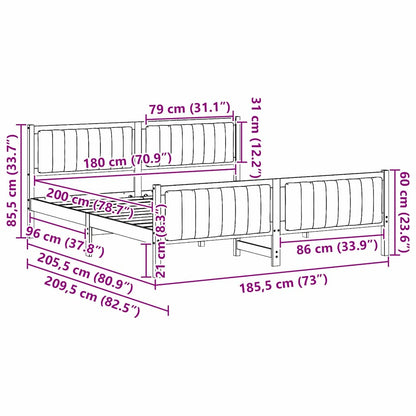 Bed frame Brown and taupe 180 x 200 cm Solid pine wood