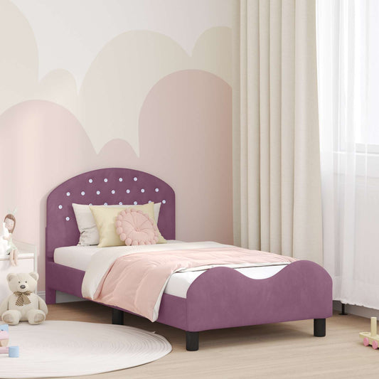 Children's Bed Frame with Headboard Purple 80 x 160 cm Velvet