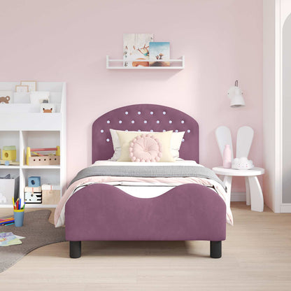 Children's Bed Frame with Headboard Purple 80 x 160 cm Velvet