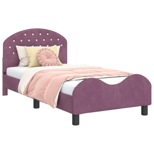 Children's Bed Frame with Headboard Purple 80 x 160 cm Velvet
