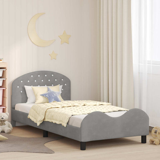 Children's Bed Frame with Headboard Light Grey 90 x 190 cm