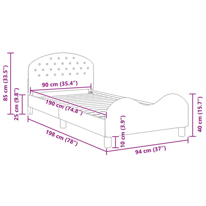 Children's Bed Frame with Headboard Light Grey 90 x 190 cm