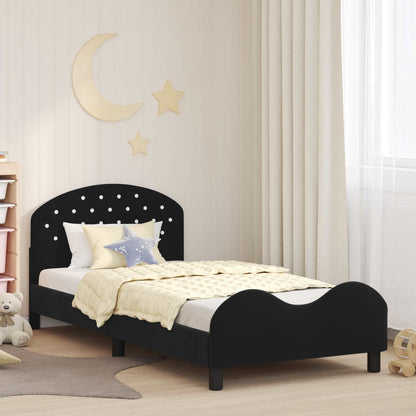 Children's Bed Frame with Headboard Black 90 x 190 cm Velvet