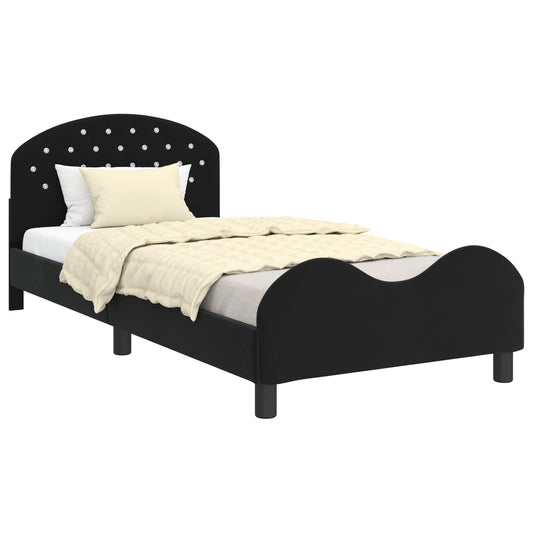 Children's Bed Frame with Headboard Black 90 x 190 cm Velvet