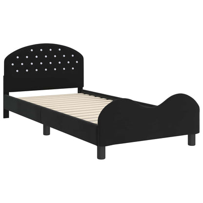Children's Bed Frame with Headboard Black 90 x 190 cm Velvet