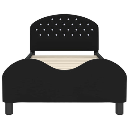 Children's Bed Frame with Headboard Black 90 x 190 cm Velvet