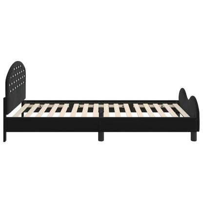 Children's Bed Frame with Headboard Black 90 x 190 cm Velvet