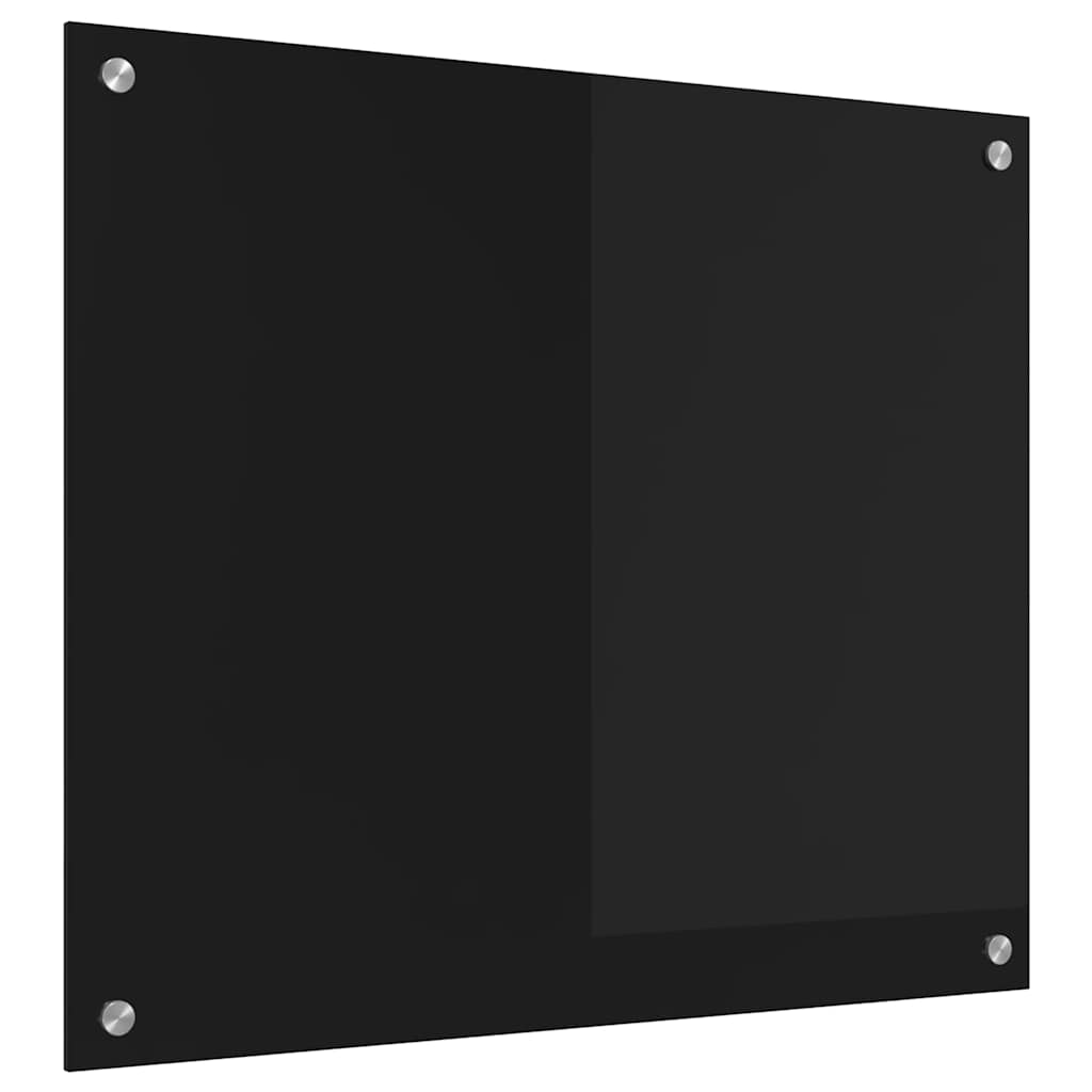Kitchen Backsplash Black 70 x 60 cm Tempered Glass