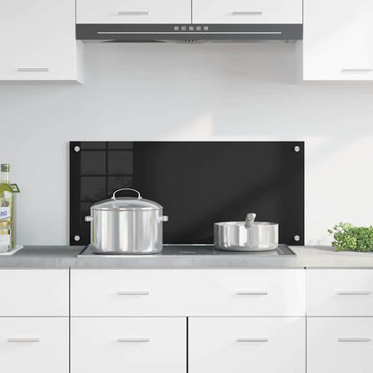 Kitchen Backsplash Black 90 x 40 cm Tempered Glass