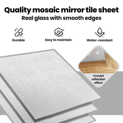Mirror Mosaic Tile Geometric 3 pcs Silver 30 x 30 cm Glass