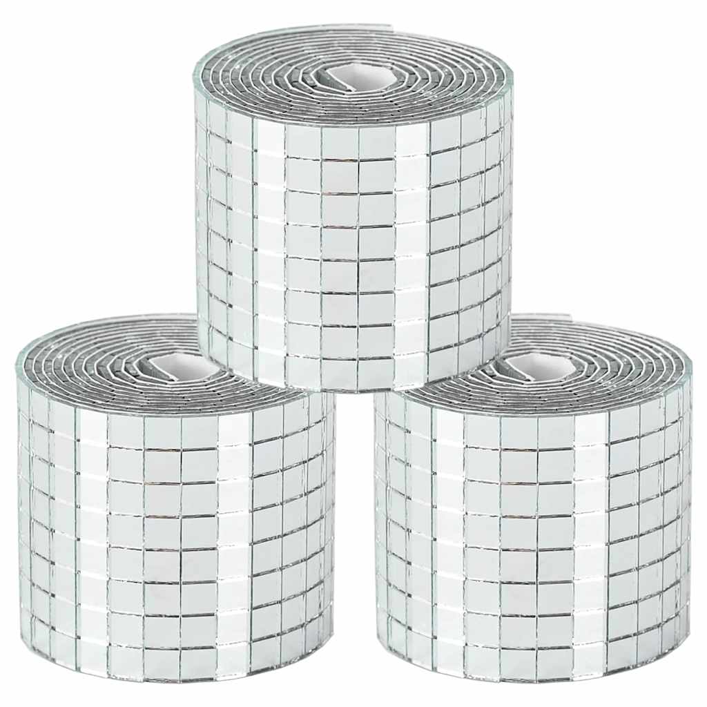 Mirror Mosaic Tile Geometric 3 pcs Silver 100 x 4 cm Glass