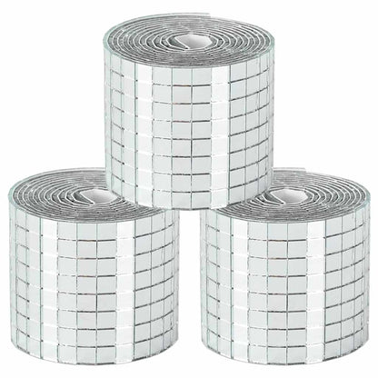 Mirror Mosaic Tile Geometric 3 pcs Silver 100 x 4 cm Glass