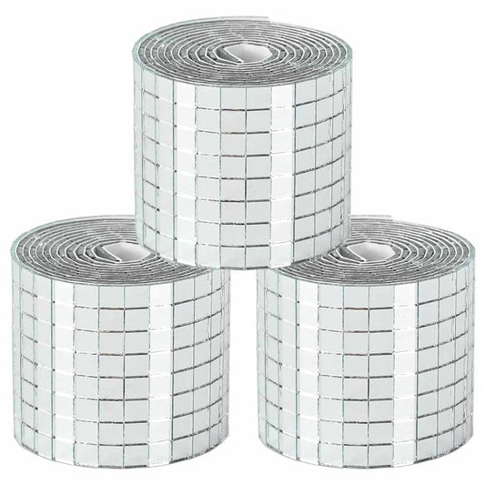 Mirror Mosaic Tile Geometric 3 pcs Silver 100 x 4 cm Glass