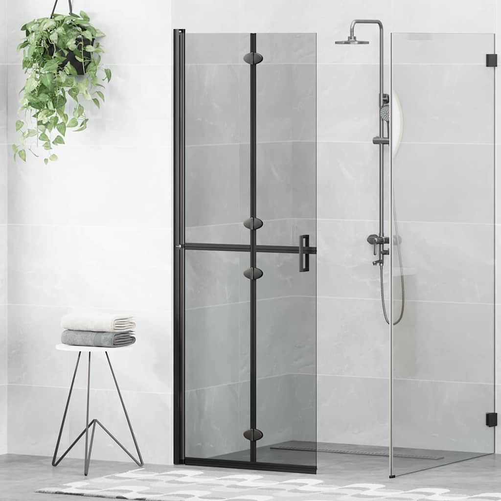 Walk-In Shower Wall Folding Black 70 x 6.5 x 190 cm