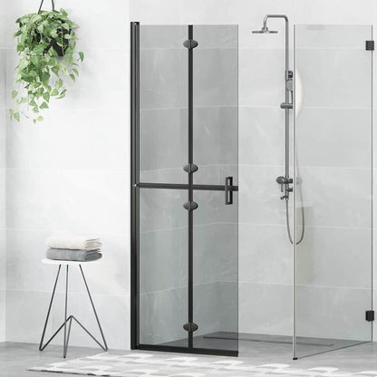 Walk-In Shower Wall Folding Black 70 x 6.5 x 190 cm