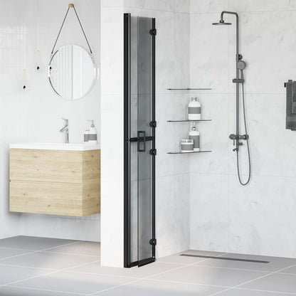Walk-In Shower Wall Folding Black 70 x 6.5 x 190 cm