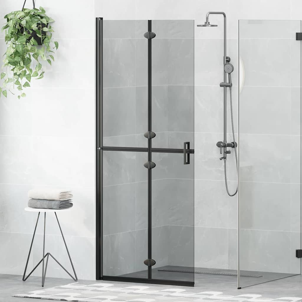 Walk-In Shower Wall Folding Black 80 x 6.5 x 190 cm