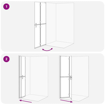 Walk-In Shower Wall Folding Black 80 x 6.5 x 190 cm