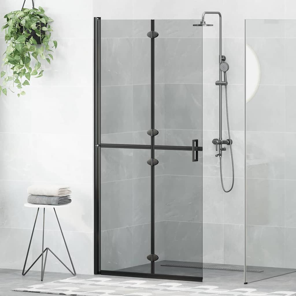 Walk-In Shower Wall Folding Black 90 x 6.5 x 190 cm
