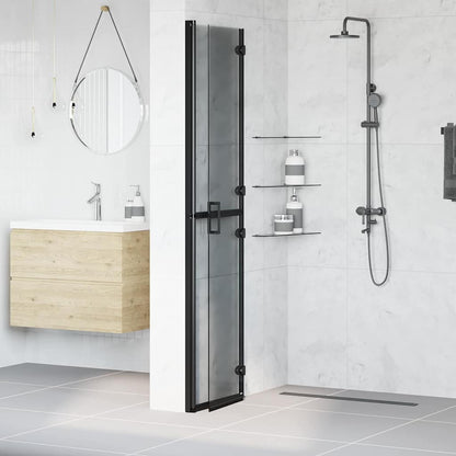 Walk-In Shower Wall Folding Black 90 x 6.5 x 190 cm