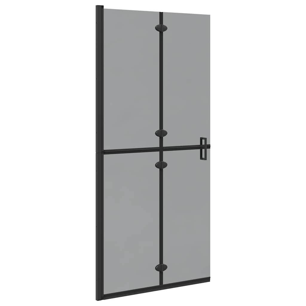 Walk-In Shower Wall Folding Black 90 x 6.5 x 190 cm