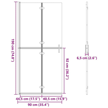 Walk-In Shower Wall Folding Black 90 x 6.5 x 190 cm