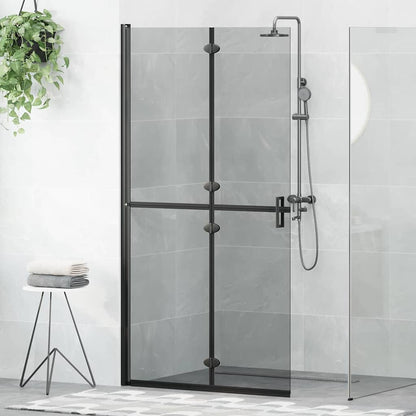 Walk-In Shower Wall Folding Black 100 x 6.5 x 190 cm