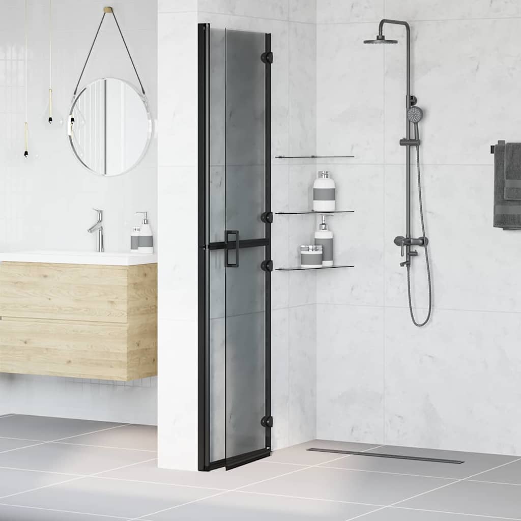 Walk-In Shower Wall Folding Black 100 x 6.5 x 190 cm