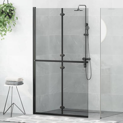 Walk-In Shower Wall Folding Black 110 x 6.5 x 190 cm