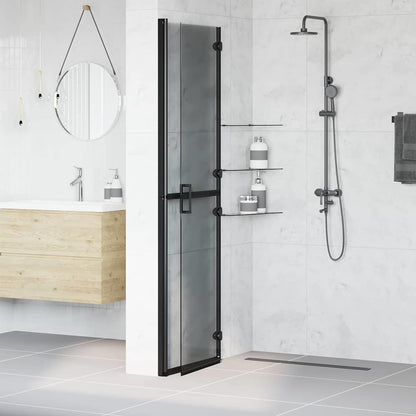 Walk-In Shower Wall Folding Black 110 x 6.5 x 190 cm