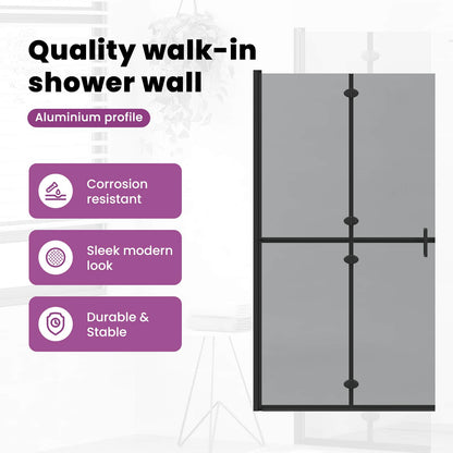 Walk-In Shower Wall Folding Black 110 x 6.5 x 190 cm