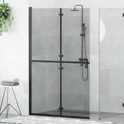 Walk-In Shower Wall Folding Black 120 x 6.5 x 190 cm