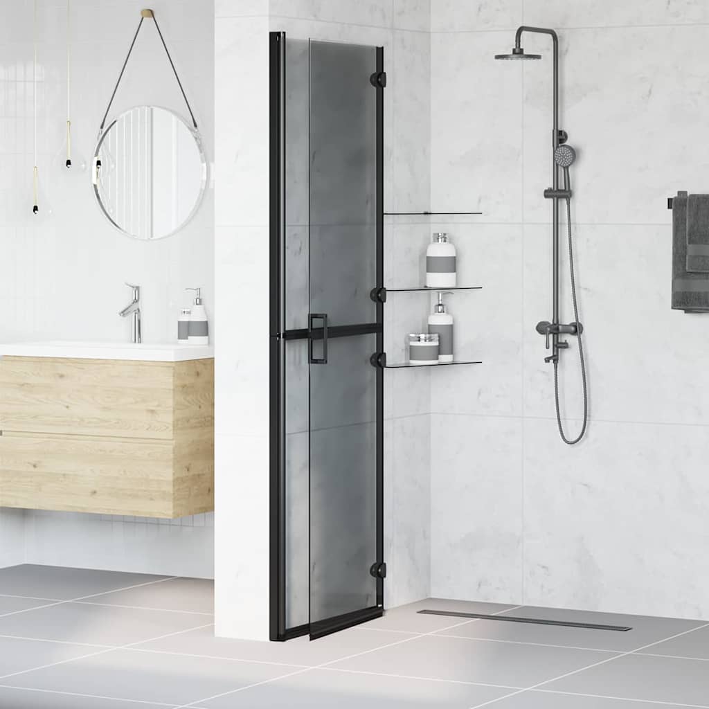 Walk-In Shower Wall Folding Black 120 x 6.5 x 190 cm