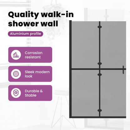 Walk-In Shower Wall Folding Black 120 x 6.5 x 190 cm