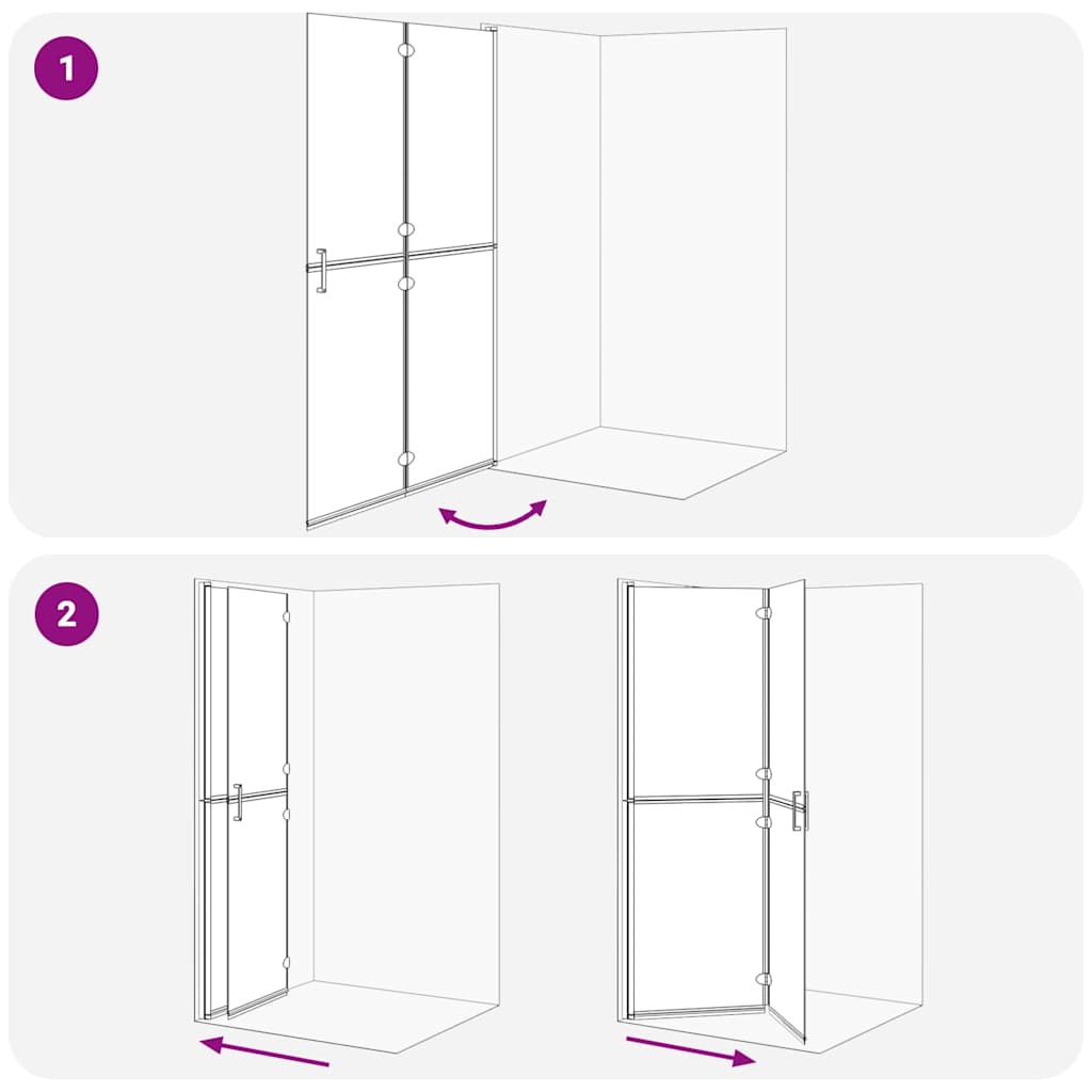 Walk-In Shower Wall Folding Black 120 x 6.5 x 190 cm