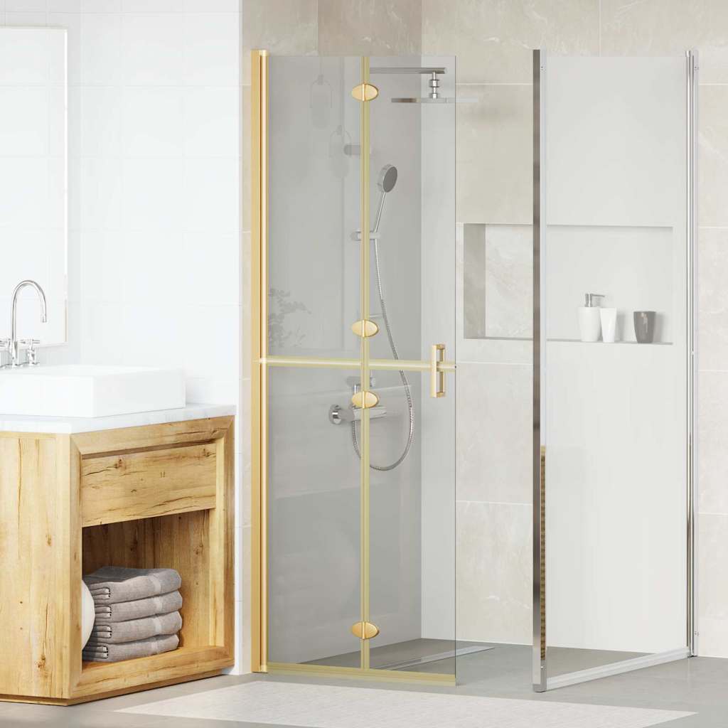 Walk-In Shower Wall Folding Gold 70 x 6.5 x 190 cm