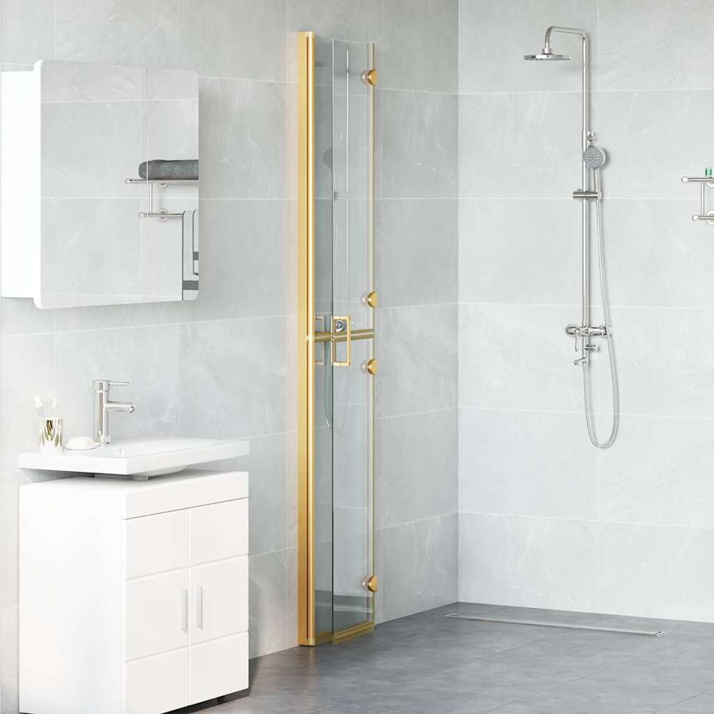 Walk-In Shower Wall Folding Gold 70 x 6.5 x 190 cm