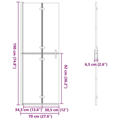 Walk-In Shower Wall Folding Gold 70 x 6.5 x 190 cm