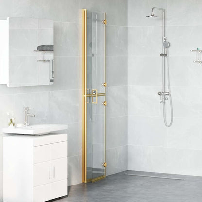 Walk-In Shower Wall Folding Gold 80 x 6.5 x 190 cm