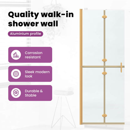Walk-In Shower Wall Folding Gold 80 x 6.5 x 190 cm