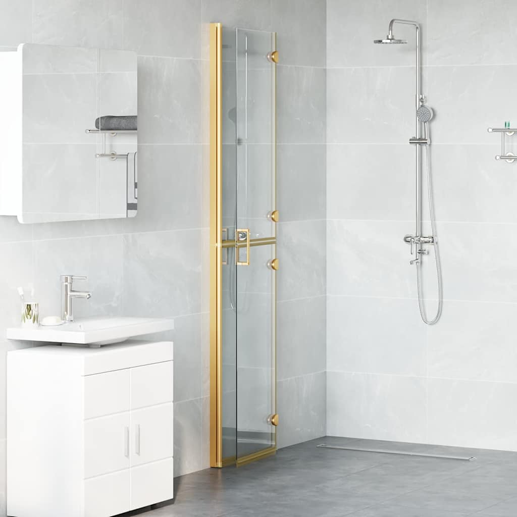 Walk-In Shower Wall Folding Gold 90 x 6.5 x 190 cm