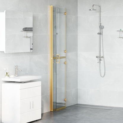 Walk-In Shower Wall Folding Gold 90 x 6.5 x 190 cm