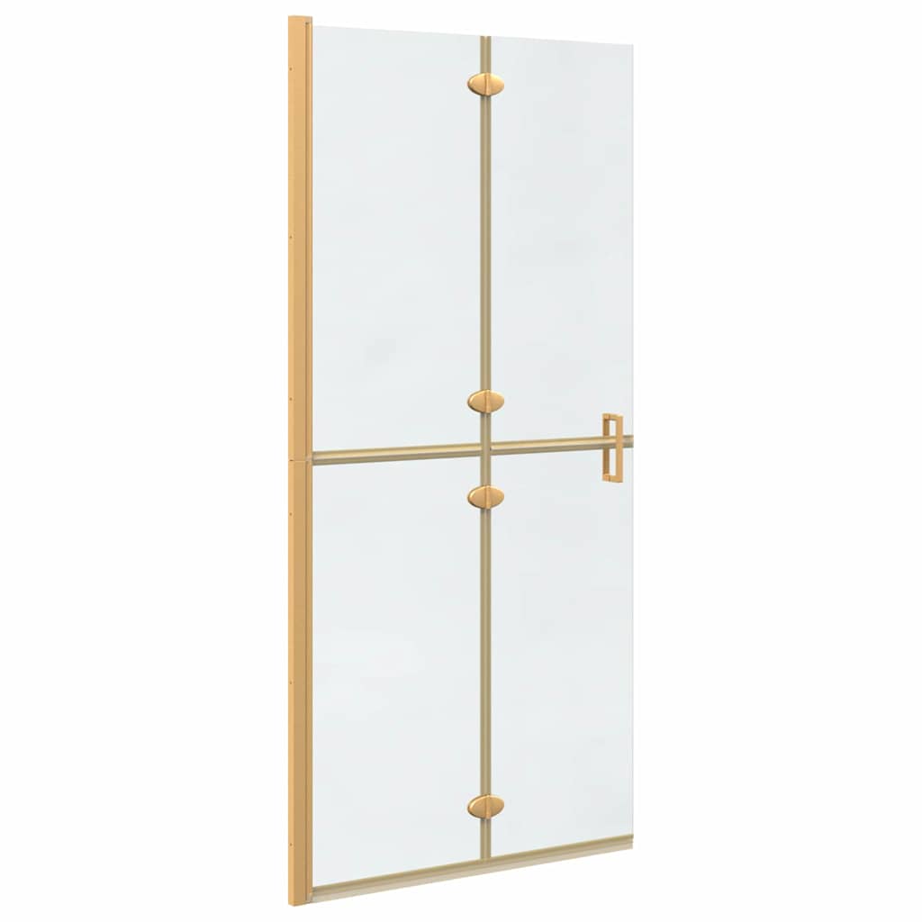 Walk-In Shower Wall Folding Gold 90 x 6.5 x 190 cm