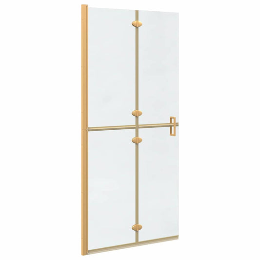 Walk-In Shower Wall Folding Gold 90 x 6.5 x 190 cm