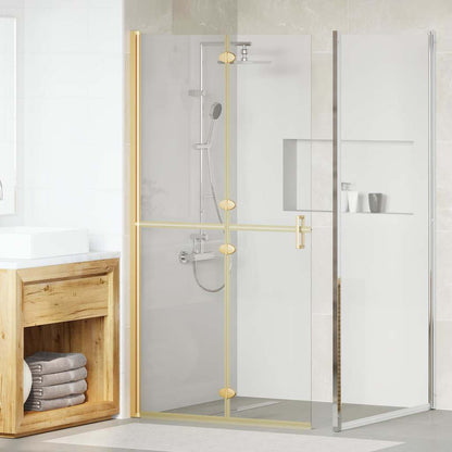 Walk-In Shower Wall Folding Gold 100 x 6.5 x 190 cm