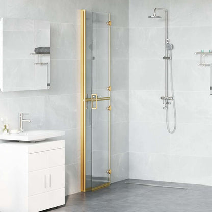 Walk-In Shower Wall Folding Gold 100 x 6.5 x 190 cm
