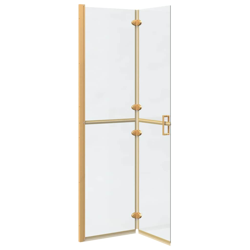 Walk-In Shower Wall Folding Gold 100 x 6.5 x 190 cm
