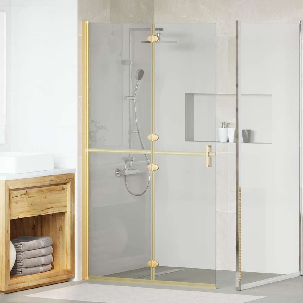 Walk-In Shower Wall Folding Gold 110 x 6.5 x 190 cm