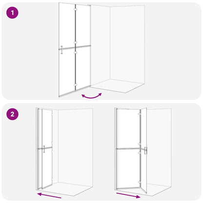 Walk-In Shower Wall Folding Gold 110 x 6.5 x 190 cm